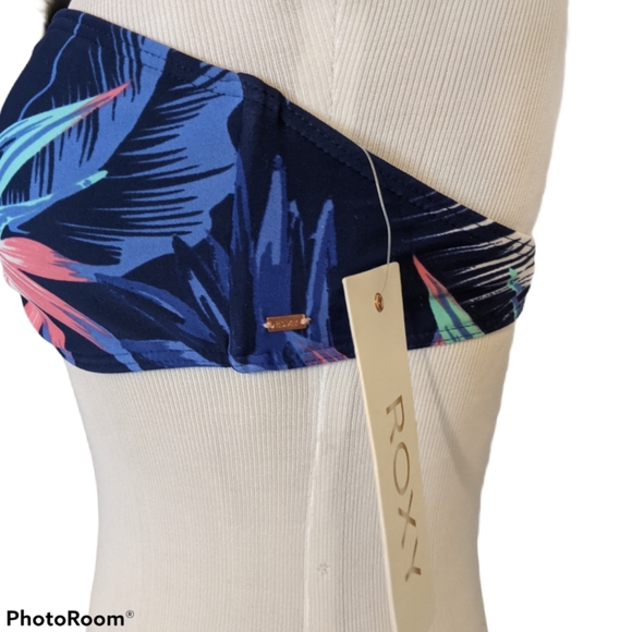 Roxy Bikini Top Tropical Getaway Bandeau Halter - Picture 2 of 6